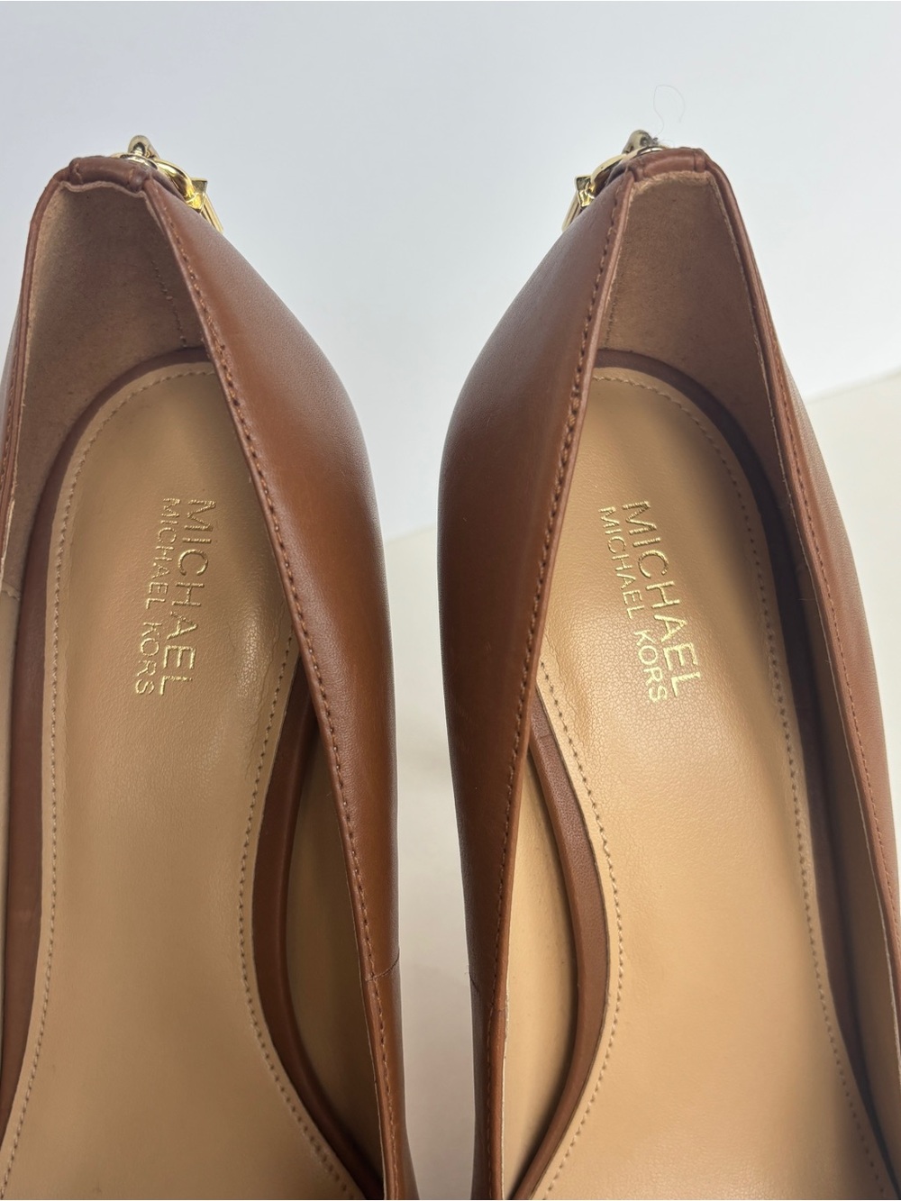 MICHAEL Michael Kors Cognac Leather Stiletto Pumps - Picture 7 of 8